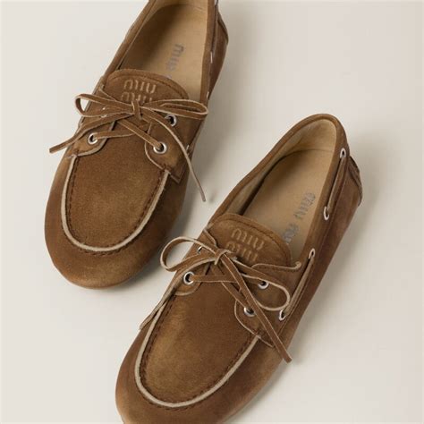 miu miu suede boat shoes|Cinnamon Faded Unlined Suede Loafers .